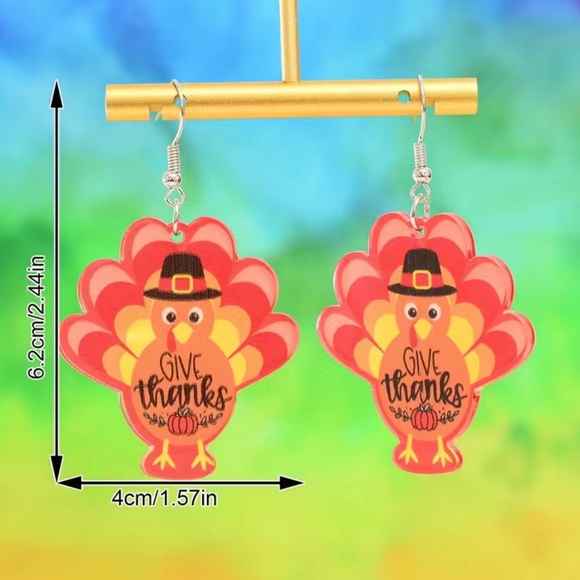 Acrylic Turkey Earrings - Picture 6 of 6